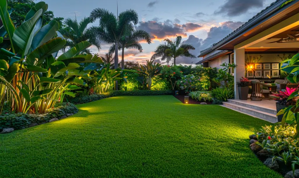 Lit Florida Backyard